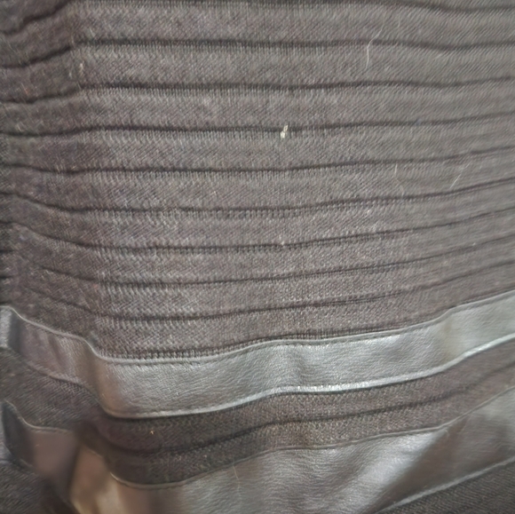 Calvin Klein Black Midi Dress with Leather Accents - Picture 5 of 11